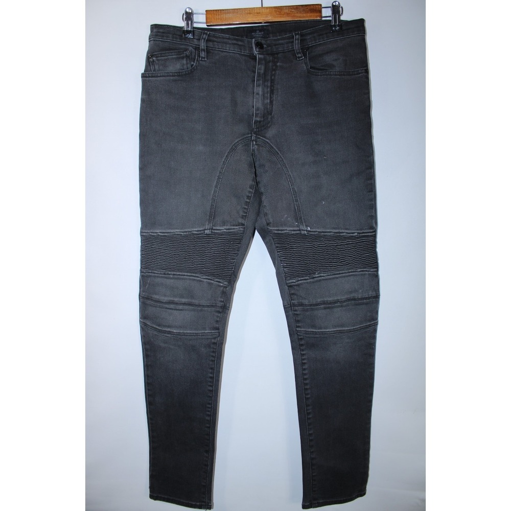 Belstaff Men's Size 31 Black Stretchy Tapered Biker Motorcycle Ribbed Jeans